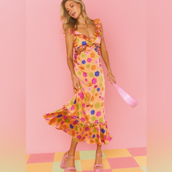 Show Me Your MuMu Dresses & Skirts - Show Me Your MuMu Orange Floral Lane Midi Dress